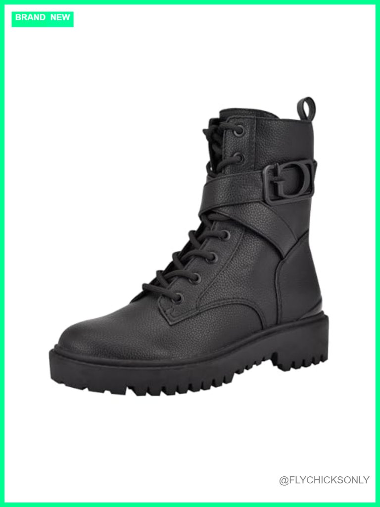 Faux Leather Combat Boot With Side Zipper & Lug Sole
